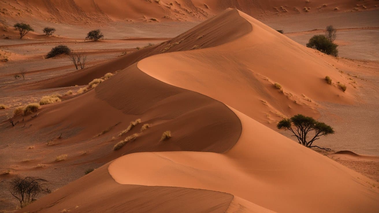 Sand dunes at sunrise, desert ritual